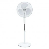 Ventilatore a piantana Muvip 45W, 3 pale, 3 velocità, altezza e inclinazione regolabili, base rinforzata, colore bianco.