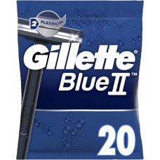 Gillette BlueII Rasoi Da Uomo Usa E Getta Confezione Da 20, Rasoio A 2 Lame Con Testina Fissa [Quantità minima 4 pezzi]