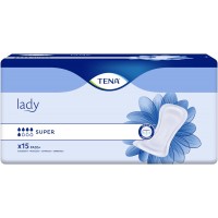 TENA Lady Super, 15 pezzi, per Donna, Assorbenti per Perdite Urinarie Femminili, Confortevoli  [Quantità minima 12 pezzi]