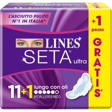 Lines Seta Ultra Assorbenti Lungo con Ali x11+1 Pezzi  [Quantità minima 24 pezzi]