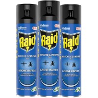 Raid Mosche e Zanzare Tripacco, Spray Insetticida, Azione Rapida, 400 ml [Quantità minima 12 pezzi]