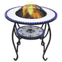 Tavolo con Braciere a Mosaico Blu e Bianco 68cm in Ceramica (46724)